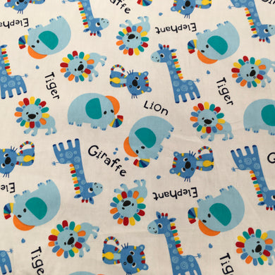 Blue Animals Poplin Print