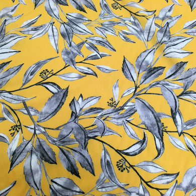 Yellow Leaves Lawn Viscose Print