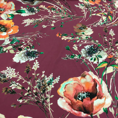 Mauve Poppy Lawn Viscose Print