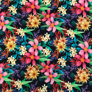 Tropical Floral Print Viscose Twill