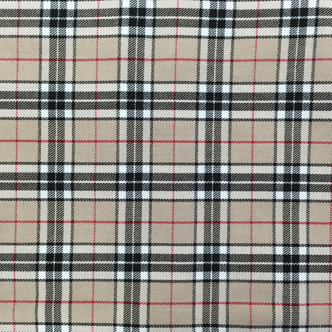 Poly Viscose Beige Tartan