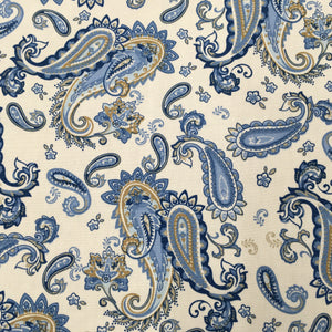 Ivory/blue Paisley Poplin Print