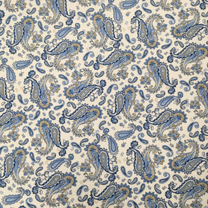 Ivory/blue Paisley Poplin Print