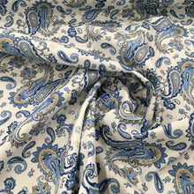 Load image into Gallery viewer, Ivory/blue Paisley Poplin Print