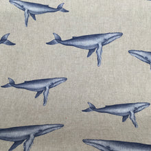 Load image into Gallery viewer, Blue Whales Linen Look Cotton Print