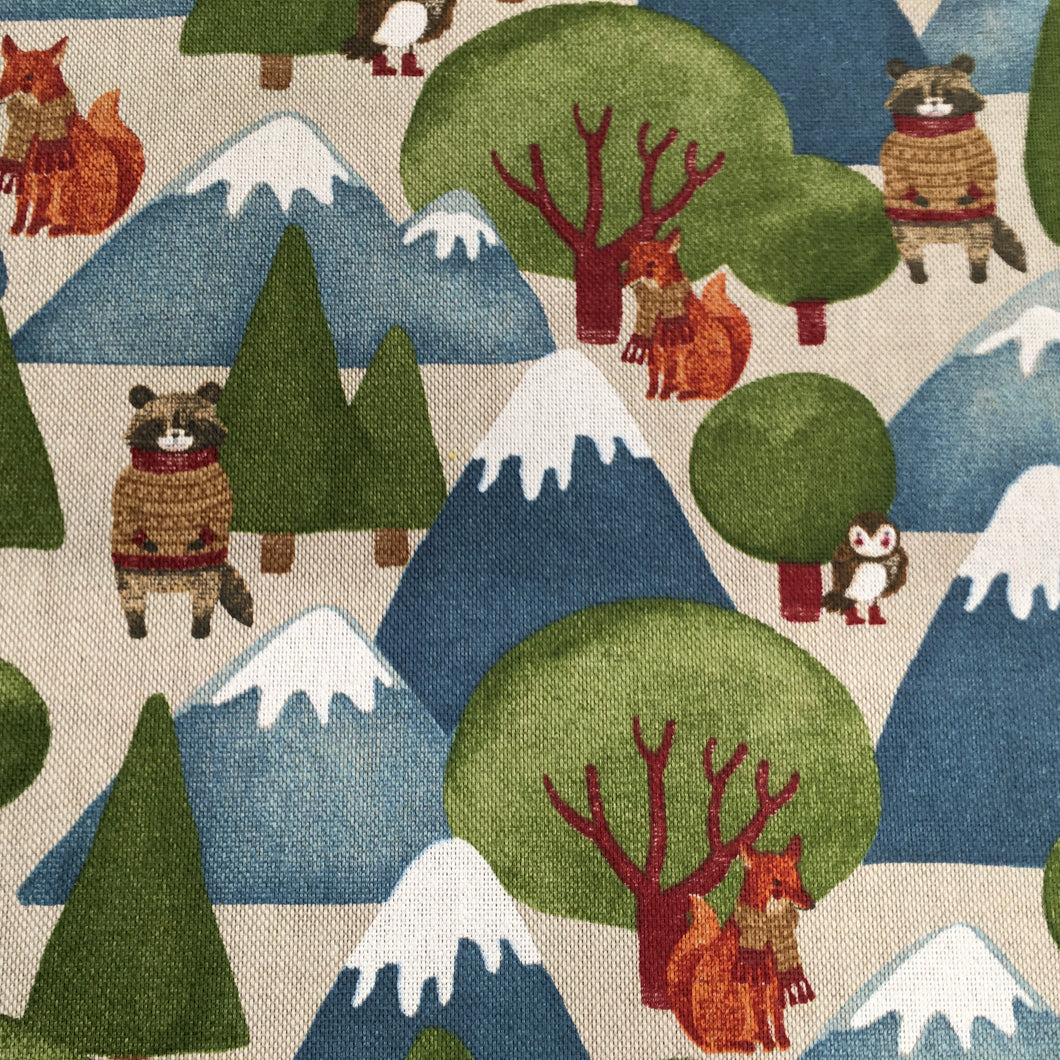 Forest Animals Linen Look Cotton Print