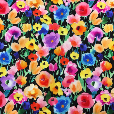 Bright Flowers Challis Digital Viscose Print -01