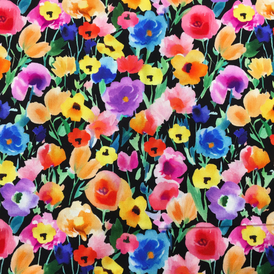 Bright Flowers Challis Digital Viscose Print -01