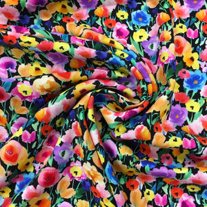 Bright Flowers Challis Digital Viscose Print -01