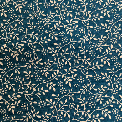 Teal Floral Vine Cotton Print