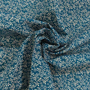 Teal Floral Vine Cotton Print