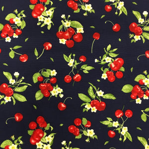 Navy Cherries Cotton Print