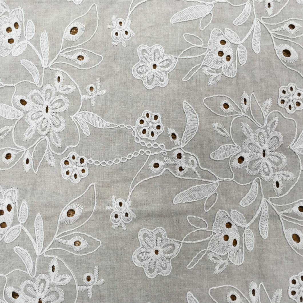 White Cotton Embroidery - Scallop edge