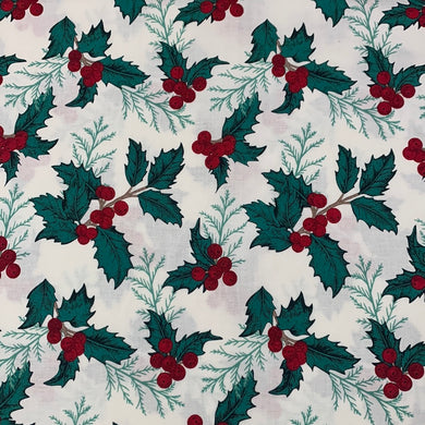 Ivory Holly Xmas Print🎄