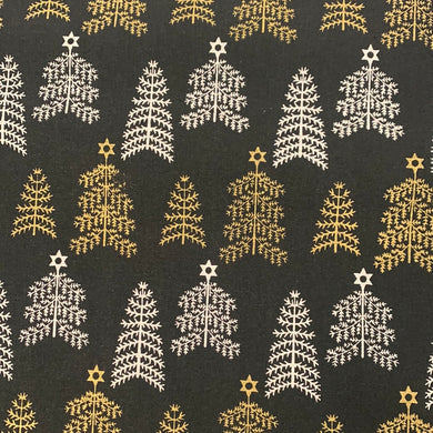 Black Foil Metallic Trees Xmas Print🎄